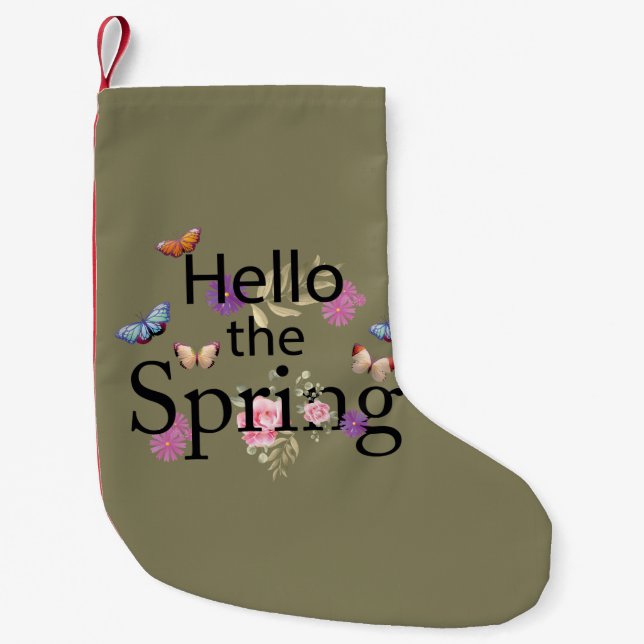 Hello The Spring Flower Small Christmas Stocking (Front)