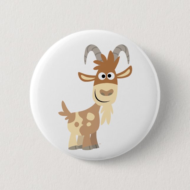 Hello There! Cute Cartoon Goat 2 Inch Round Button (Front)
