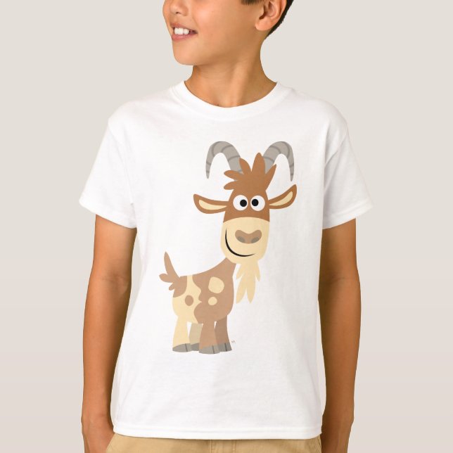"Hello There!" Cute Cartoon Goat  Children T-Shirt (Front)