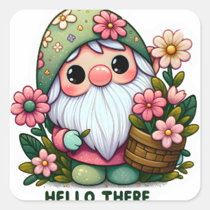 Hello There Gnome Sticker: A Friendly Square Sticker