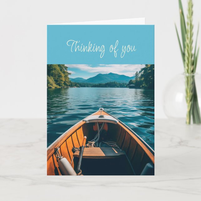Hello Thinking of You  Boating on Lake  Card (Front)