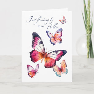 Hello Thinking of You with Watercolor Butterflies Card
