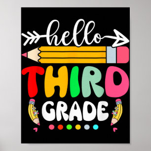 Hello Third Grade 3rd Grade Back To School Teacher Poster