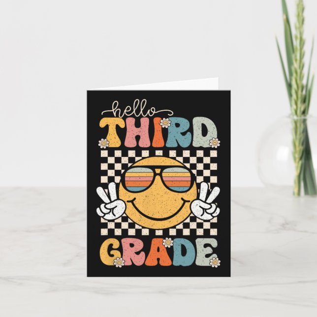 Hello Third Grade Back To School 3rd Grade 1st Day Card (Front)