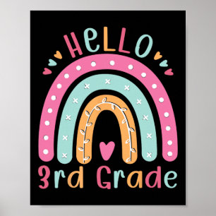 Hello Third Grade Back To School 3rd Grade Teacher Poster