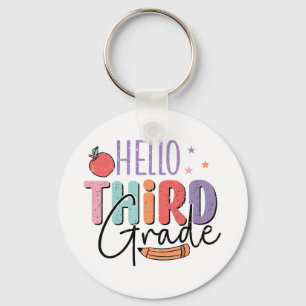 Hello Third Grade Back to School Keychain