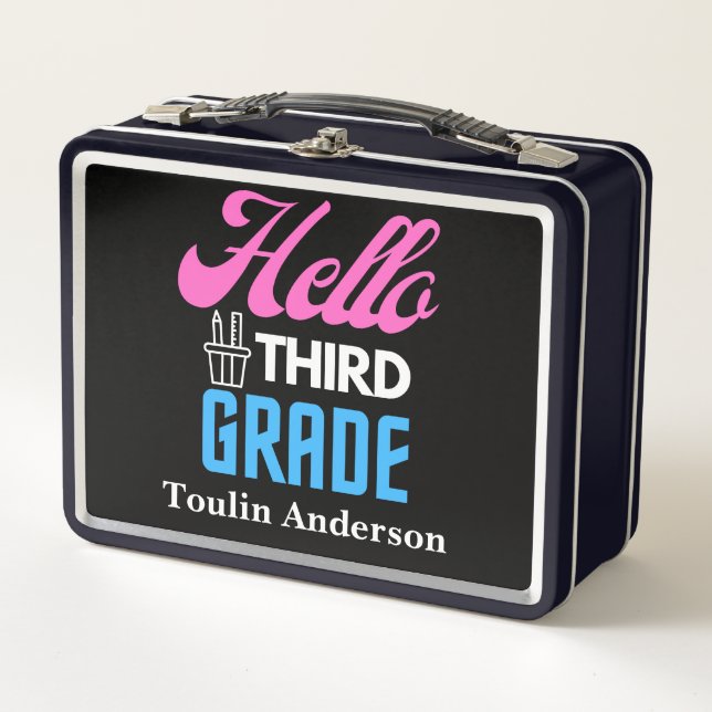 Hello Third Grade, Back To School Metal Lunch Box (Front)