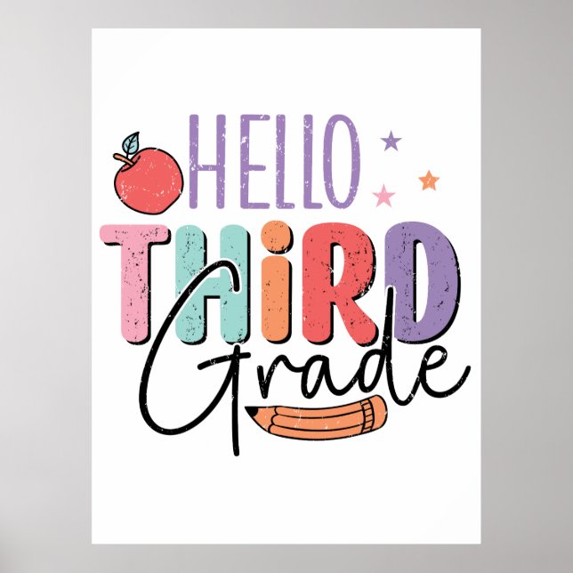 Hello Third Grade Back to School Poster (Front)