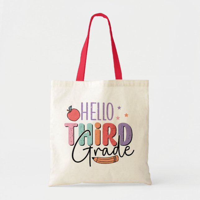 Hello Third Grade Back to School Tote Bag (Front)