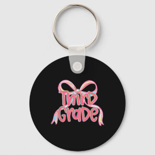 Hello Third Grade Coquette Bow Back To School Teac Keychain