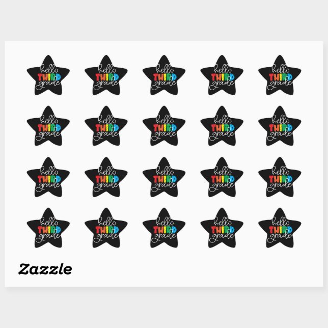 Hello Third Grade – Cute Colorful Back to School Star Sticker (Sheet)