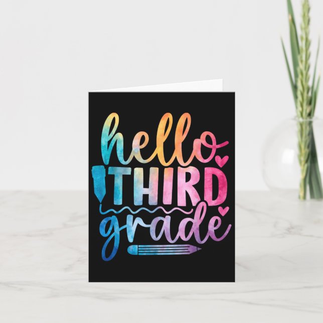 Hello Third Grade Kids First Days Of School  Card (Front)