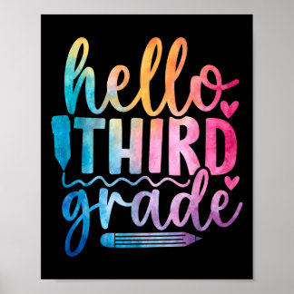 Hello Third Grade Kids First Days Of School Poster