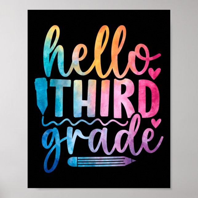 Hello Third Grade Kids First Days Of School  Poster (Front)