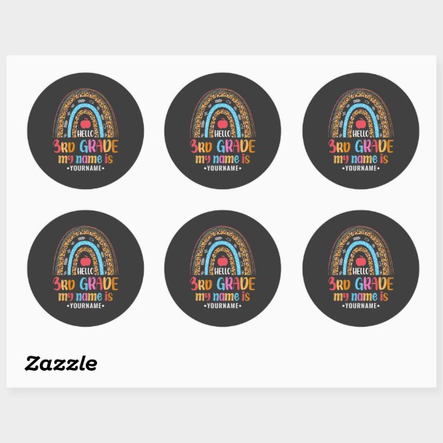 Hello Third Grade My Name is...Back to School Gift Classic Round Sticker (Sheet)