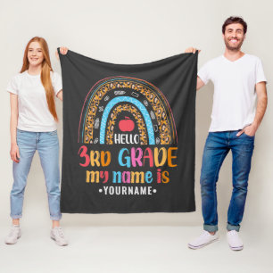 Hello Third Grade My Name is...Back to School Gift Fleece Blanket