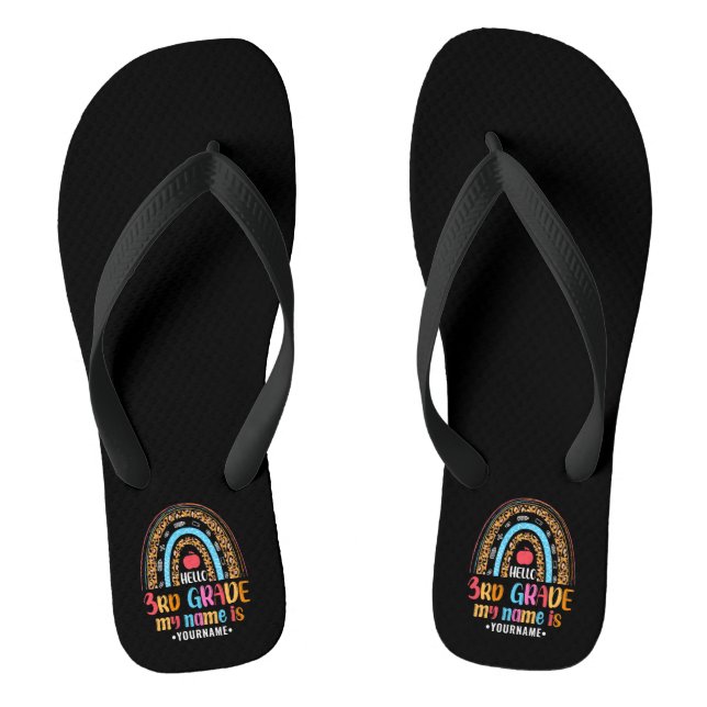 Hello Third Grade My Name is...Back to School Gift Flip Flops (Footbed)