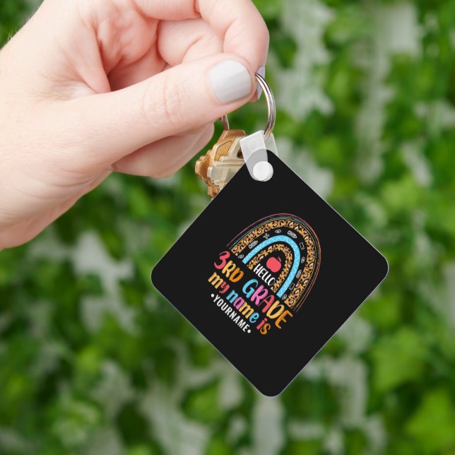 Hello Third Grade My Name is...Back to School Gift Keychain (Hand)
