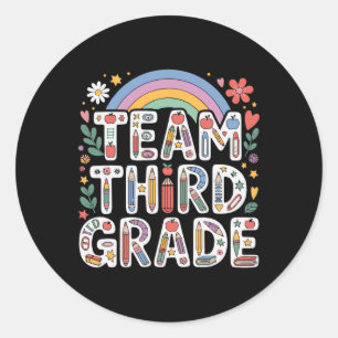 Hello Third Grade Rainbow Teacher Clroom Back To S Classic Round Sticker