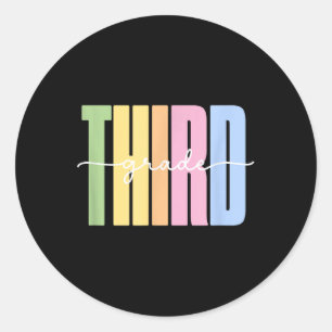 Hello Third Grade Shirt - Girls 3rd Grade Outfit, Classic Round Sticker