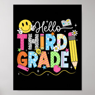 Hello Third Grade Team 3rd Grade Back To School Te Poster