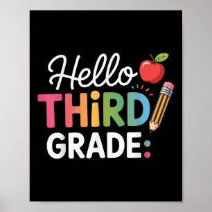 Hello Third Grade Team 3rd Grade Back To School Te Poster