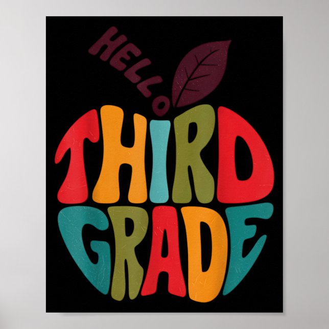 Hello Third Grade Team Teacher Student Kids Back Poster (Front)