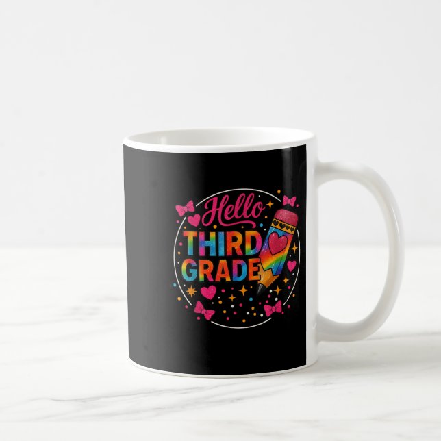 Hello Third Grade Tie Dye Pencil Back To School 3r Coffee Mug (Right)