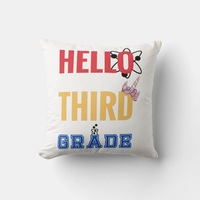 Hello Third Grade | Wonderful design for 3rd-grade Throw Pillow (Front)