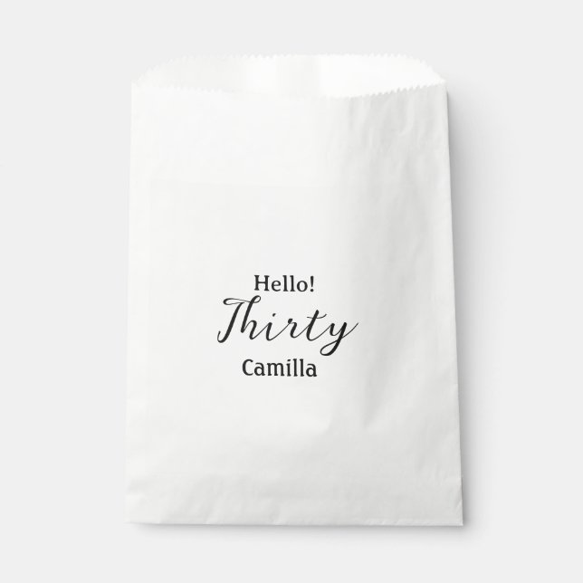 Hello thirty birthday name simple minimal elegant  favour bag (Front)