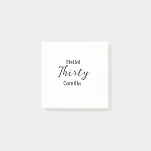 Hello thirty birthday name simple minimal elegant post-it notes