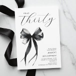 Hello Thirty Black and White Bow 30th Birthday Invitation<br><div class="desc">Hello Thirty Black and White Bow 30th Birthday Invitation is perfect for celebrating her milestone in style. Featuring minimalist and elegant watercolor black ribbon bow design and script "Thirty", this invite adds a touch of sophistication to your "Hello 30" theme. Featuring a chic black-and-white colour scheme paired with modern, elegant...</div>