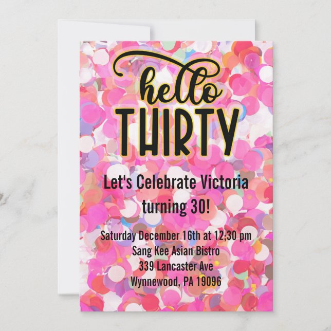 Hello Thirty - Pink Invitation (Front)