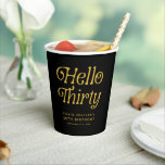 Hello Thirty Retro 30th Birthday Paper Cups<br><div class="desc">Sip in style with these Hello Thirty Retro 30th Birthday Party Paper Cups, featuring bold retro typography in a timeless black-and-white design that’s perfect for milestone celebrations. Practical yet stylish, these customizable 30th birthday cups are ideal for cocktail nights, dinners, or fun thirty and thriving gatherings, making them a must-have...</div>