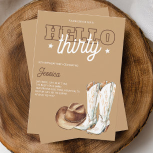 Hello Thirty Rustic Country 30th Birthday Party Invitation