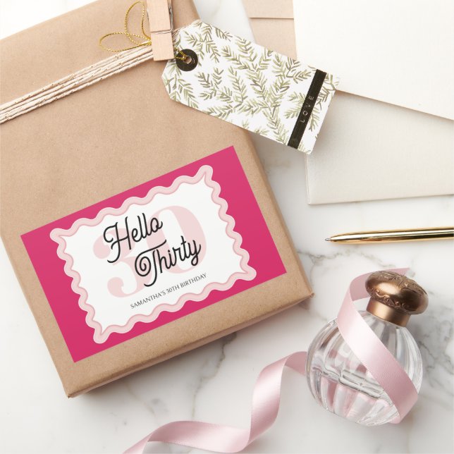 Hello Thirty Wavy Groovy 30th Birthday  Sticker (Gifting)