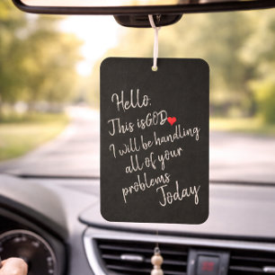 'Hello. This is God.' Black White Typography Faith Air Freshener