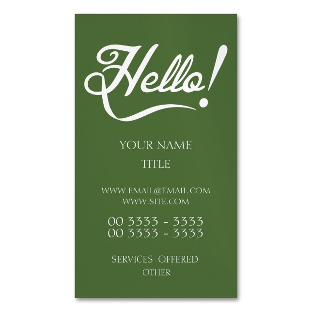 Hello -  Tree Top Magnetic Business Card (Front Vertical)