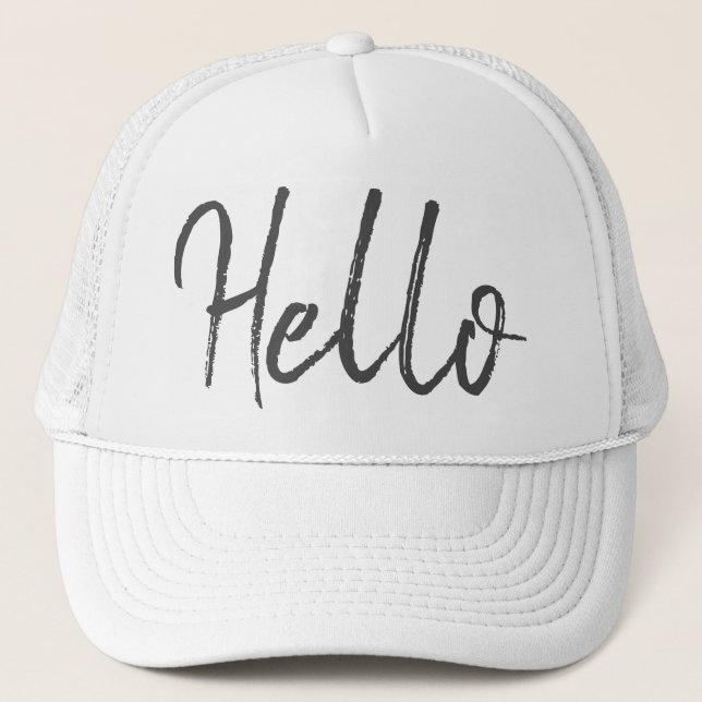 Hello Trendy White Baseball Hat (Front)