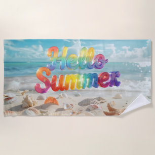 Hello Tropical Summer Island Beach Towel