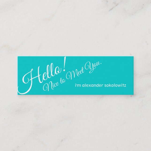 Hello! Turquoise Profile Business Card (Front)