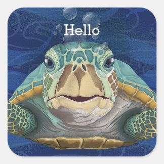 Hello Turtle Customizable Sticker