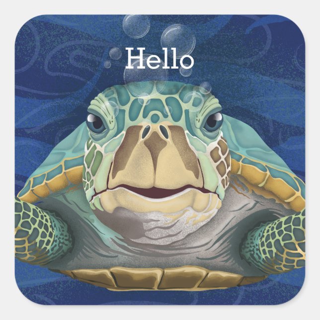 Hello Turtle Customizable Sticker (Front)
