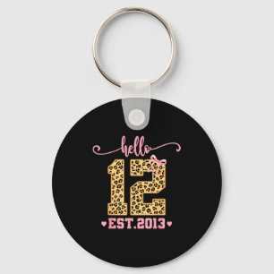 Hello Twelve Est 2013 12th Birthday Coquette Bow L Keychain