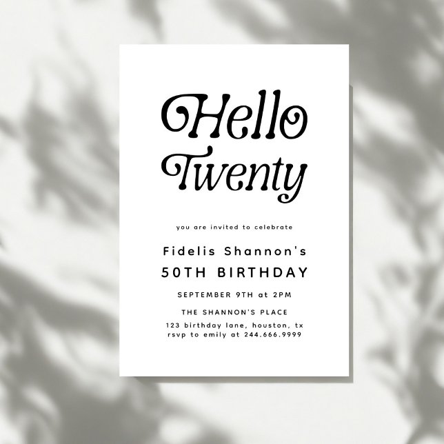 Hello Twenty Modern Retro 20th Birthday  Invitation (Creator Uploaded)