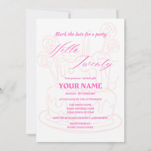 Hello twenty simple and modern birthday invitation