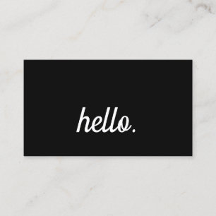 Hello Typography Black White Minimalist Script Business Card