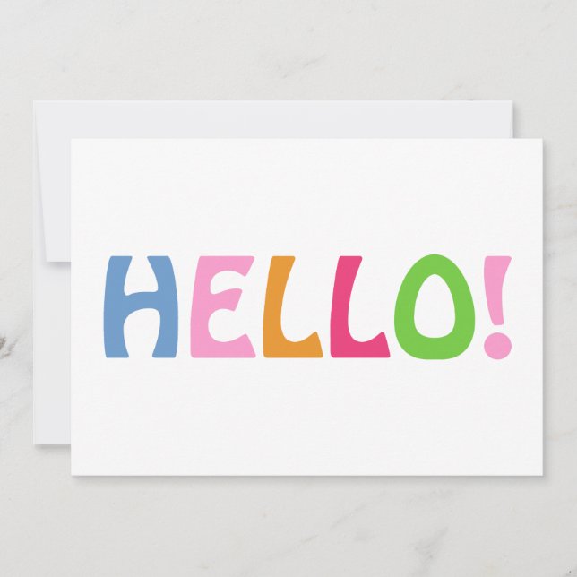 Hello Typography Minimalist Flat Note Card (Front)
