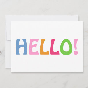 Hello Typography Modern Minimalist Colourful White Thank You Card