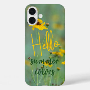 Hello Typography Yellow Wildflower Photograph iPhone 16 Plus Case